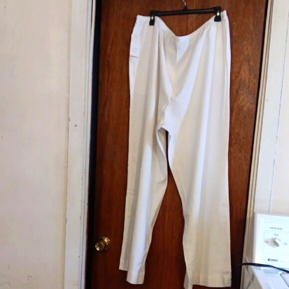 New 1X A New Day Linen Raylon Blend Wide Leg High Rise Pull On Pants Whi… - Picture 5 of 7